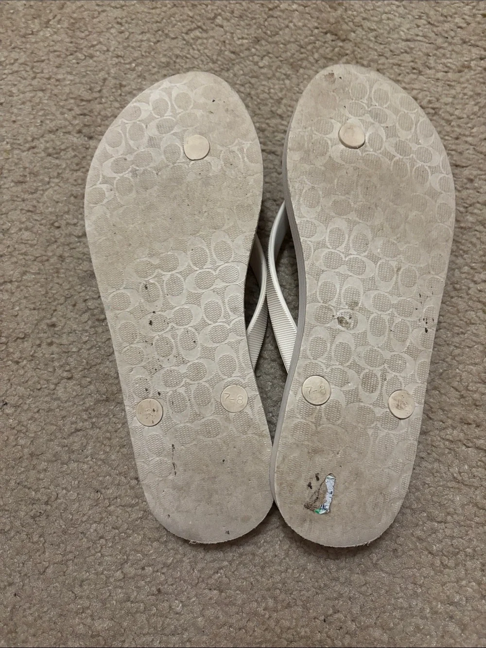 Coach Leopard-Print Flip Flops with Cream Straps